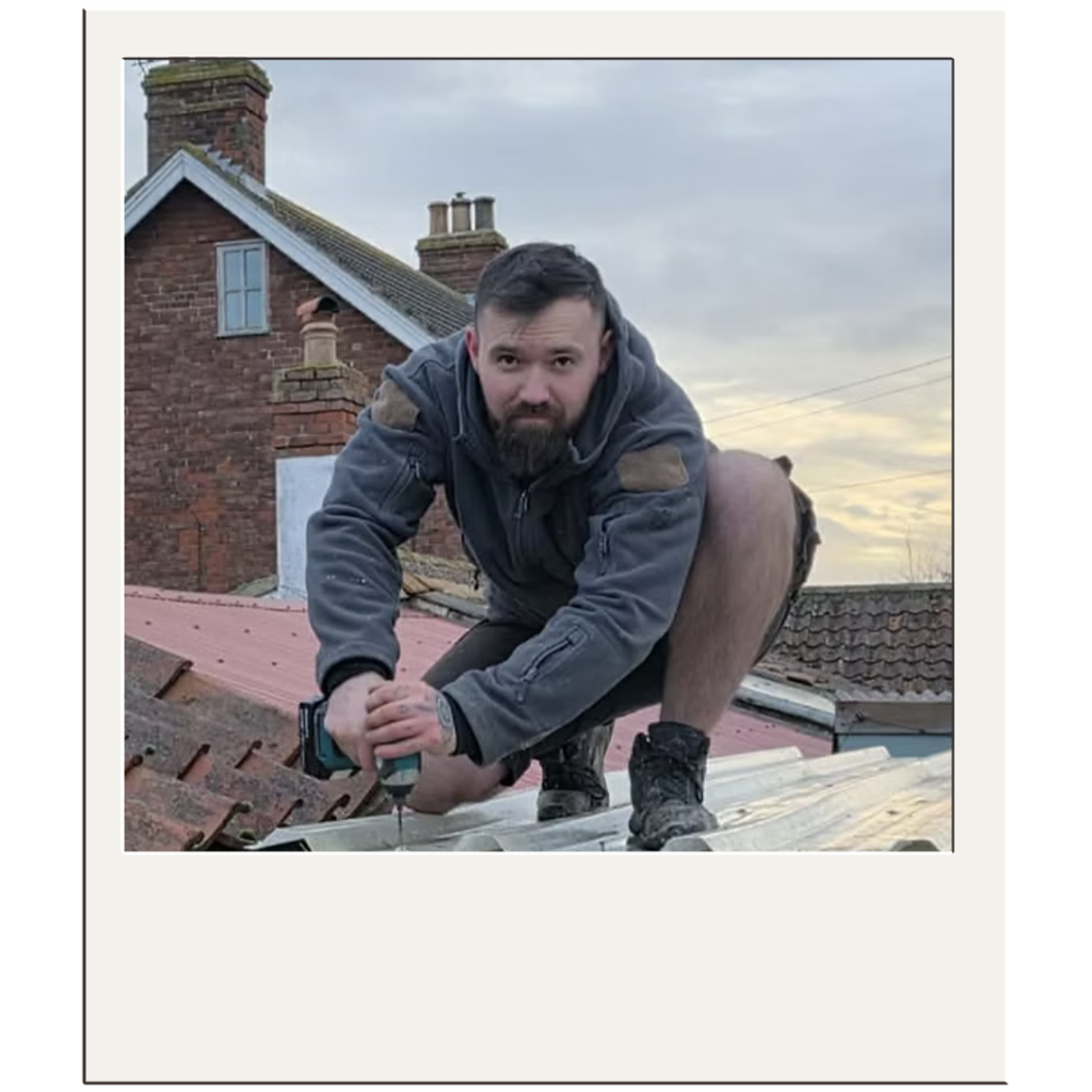 Tom from Mr Big Deck Logo in a polaroid